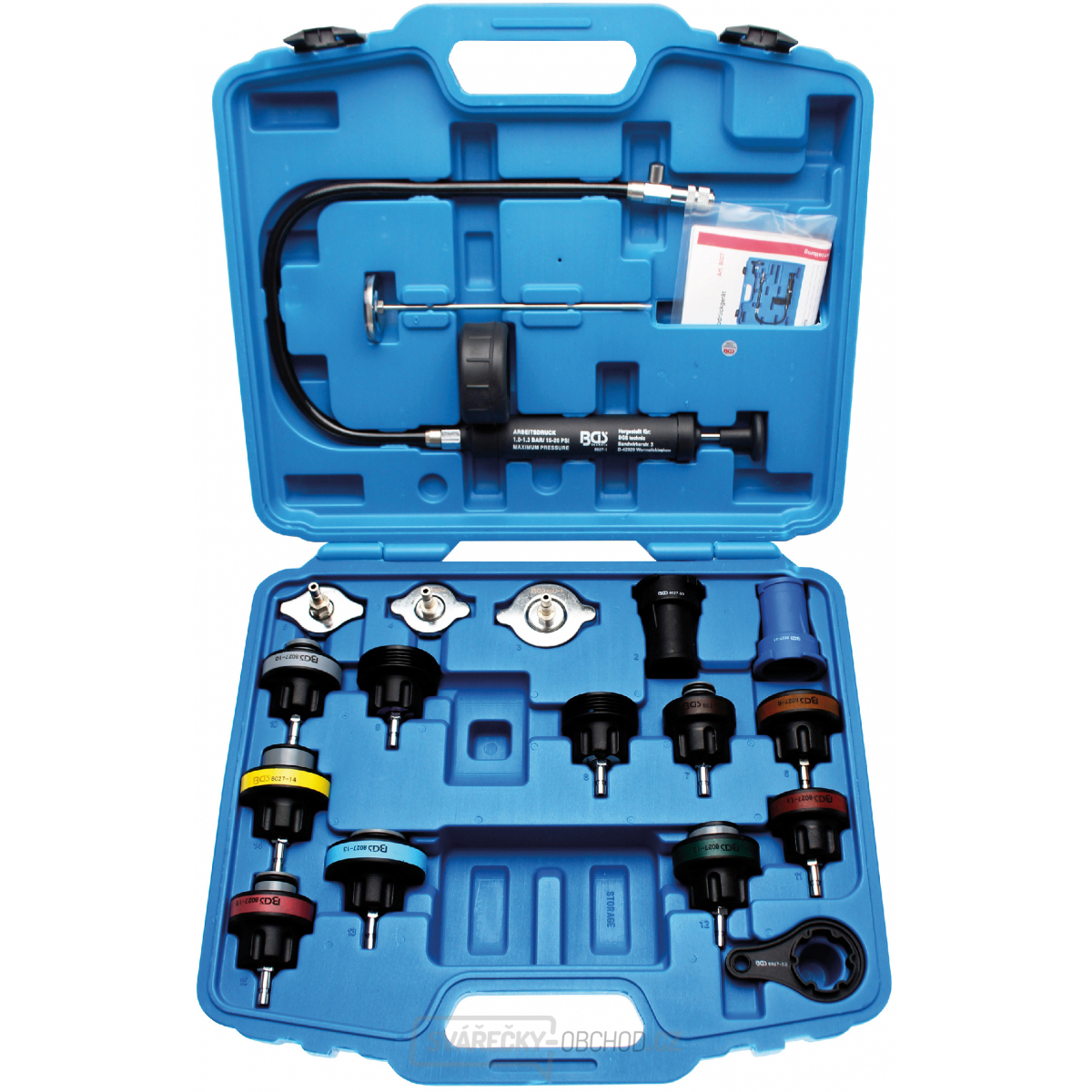 Sada pro tlakování chladicí soustavy | 18dílná, BGS 8027