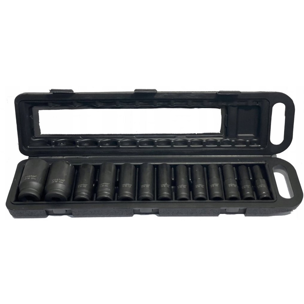 Levně Úderové nástrčné hlavice dlouhé 1/2", 10-32 mm, šestihrany, sada 13 ks V08118