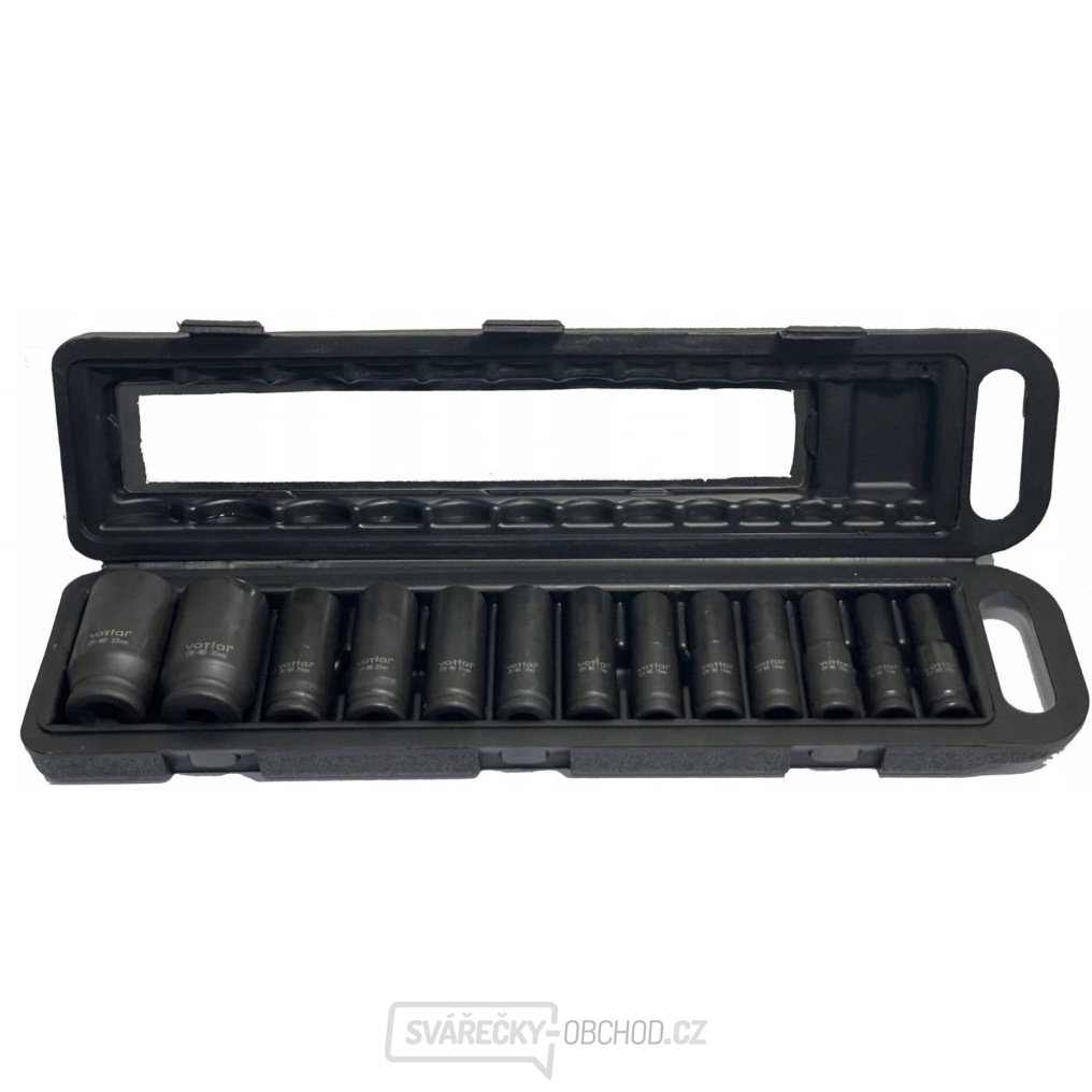 Úderové nástrčné hlavice dlouhé 1/2", 10-32 mm, šestihrany, sada 13 ks