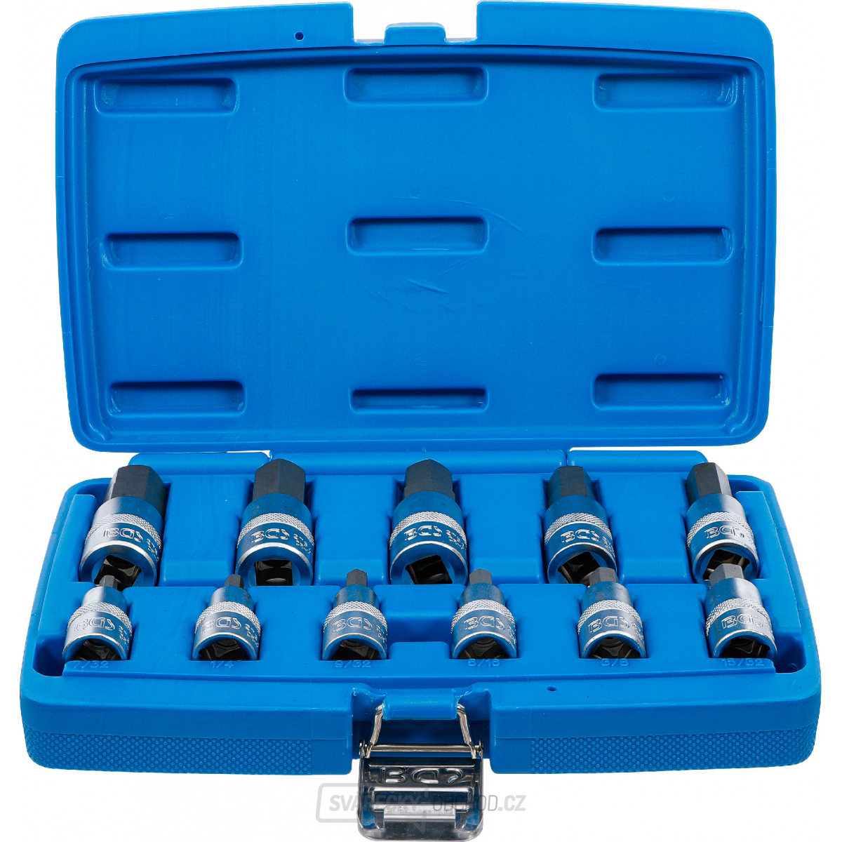 Sada nástrčných hlavic | 12,5 mm (1/2") | vnitřní šestihran 7/32" - 13/16" | palcové velikosti | 12dílná, BGS 5053