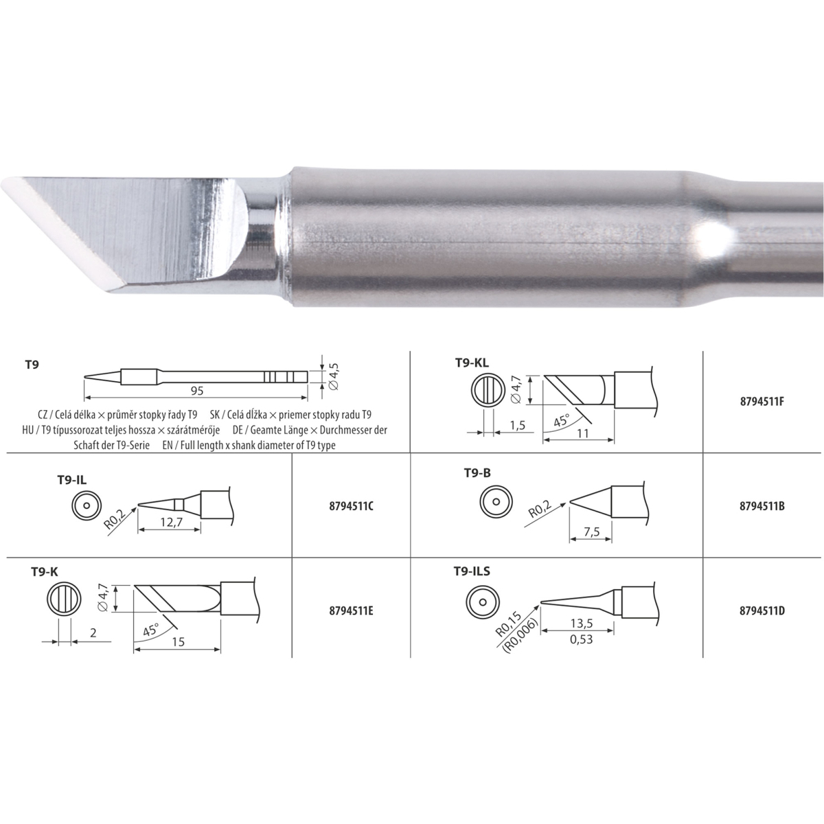 Hrot pájecí, T9-KL 8794511F