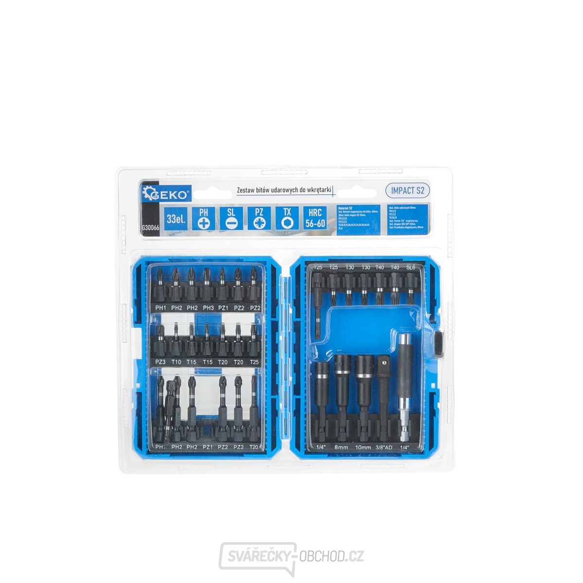 Sada narážecích bitů do šroubováku, 33 kusů. S2
