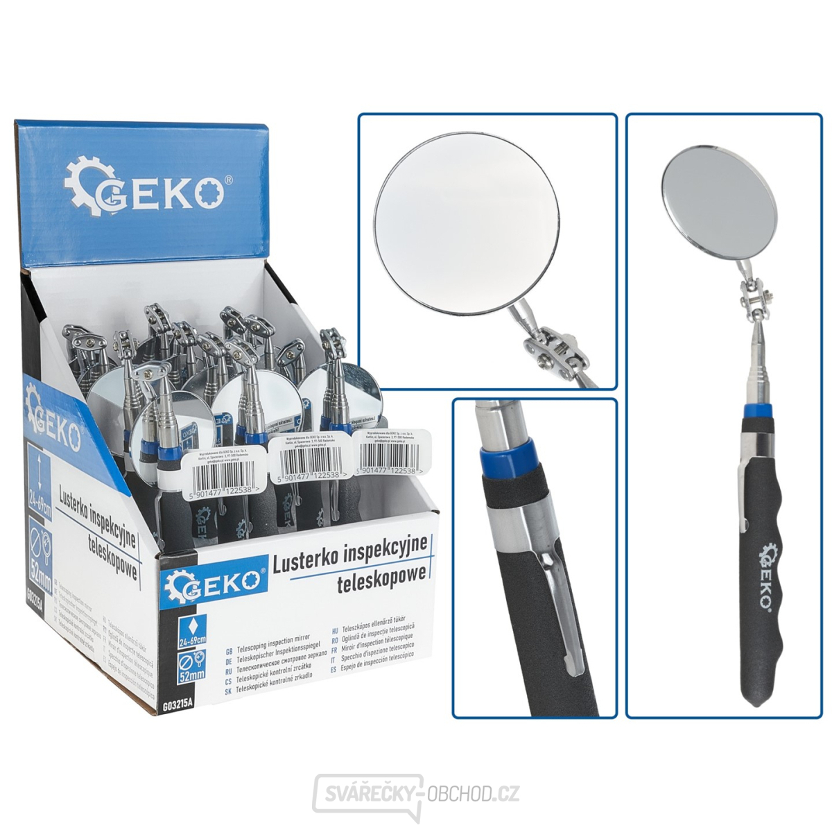 Teleskopické inspekční zrcátko 24-69cm - vitrína