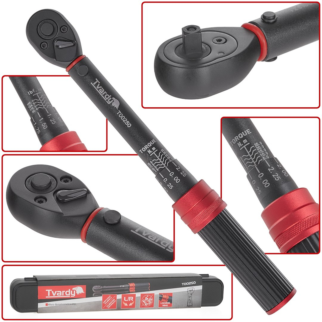 GEKO Momentový klíč 1/4 5-25Nm TVARDY T00250