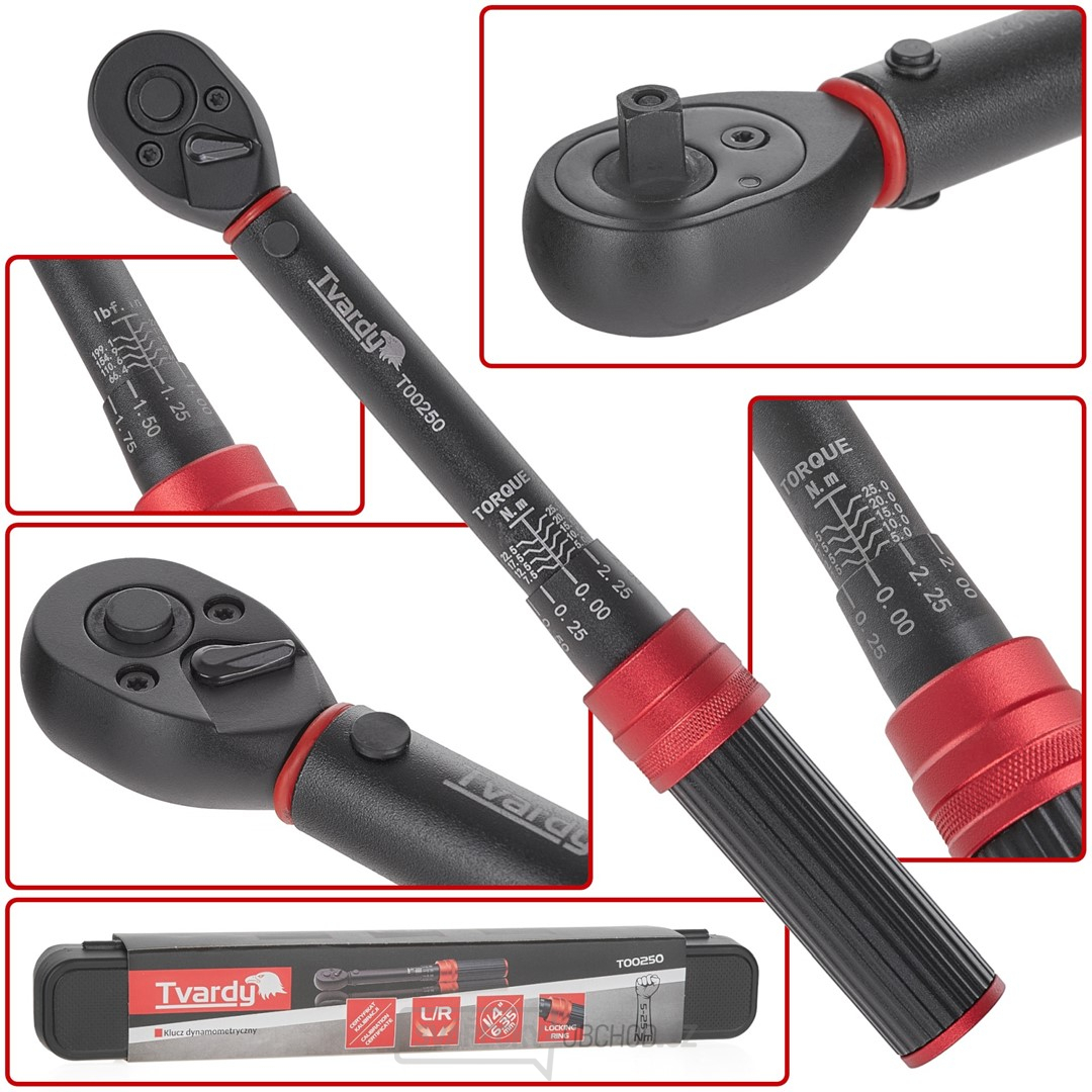 Momentový klíč 1/4" 5-25Nm TVARDY