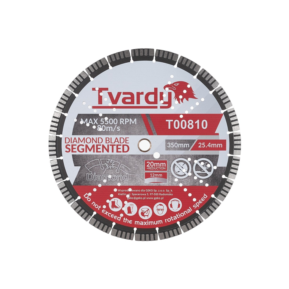 GEKO Segmentový diamantový kotouč 350x12x25,4/20mm s kroužkem T00810