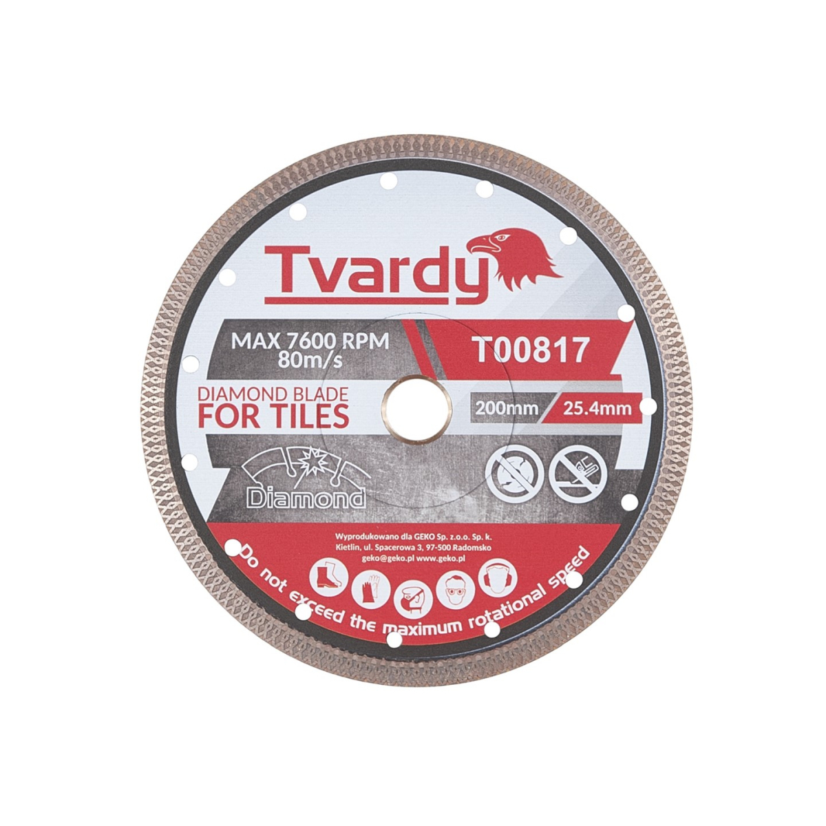 GEKO Diamantový kotouč na porcelán 200x10x25.4/22.23mm T00817