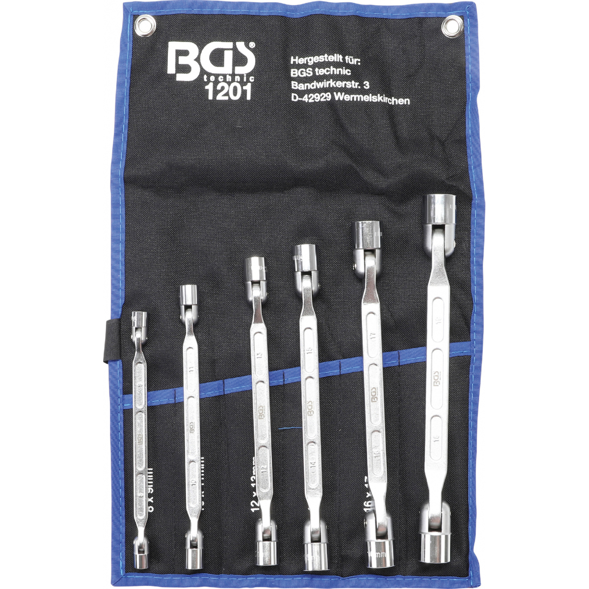 Sada oboustranných očkových klíčů s kloubovými hlavami | 6dílná, BGS 1201 BGS1201