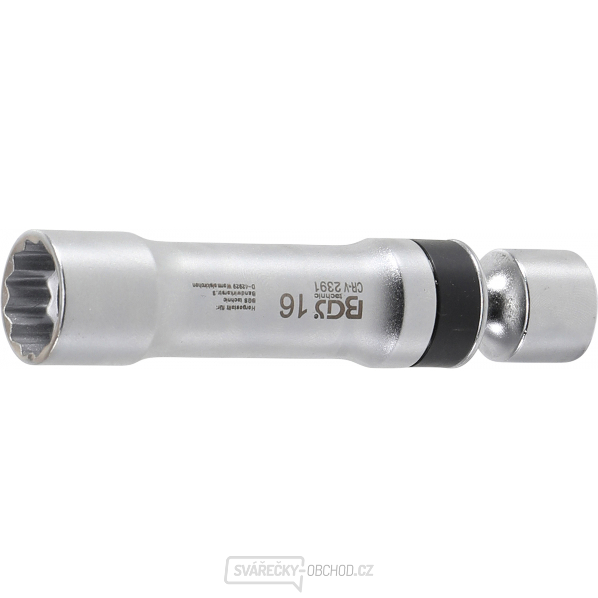Kloubová nástrčná hlavice na zapalovací svíčky, dvanáctihranná s přídržnou pružinou | vnitřní čtyřhran 10 mm, BGS 2391 Kloubová nástrčná hlavice na zapalovací svíčky, dvanáctihranná s přídržnou pružinou | vnitřní čtyřhran 10 mm, BGS 2391 gallery main image