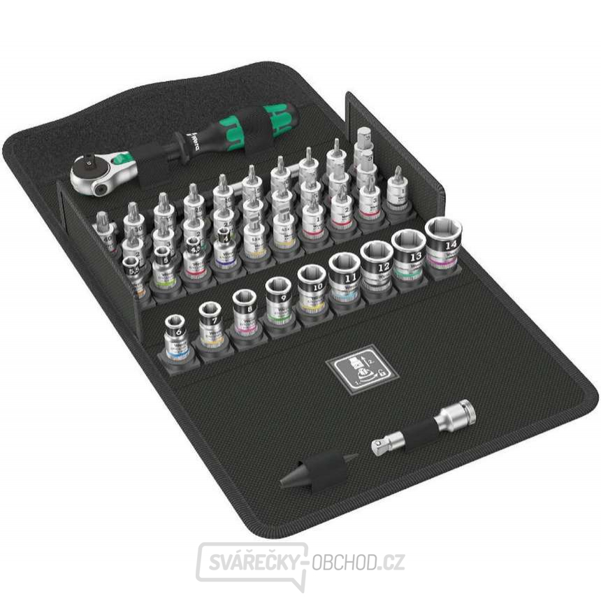 Wera 003755 Ráčnová sada Zyklop Speed  8100 SA All-in, upínací část 1/4", přidržovací funkce, metrická (42 dílů)