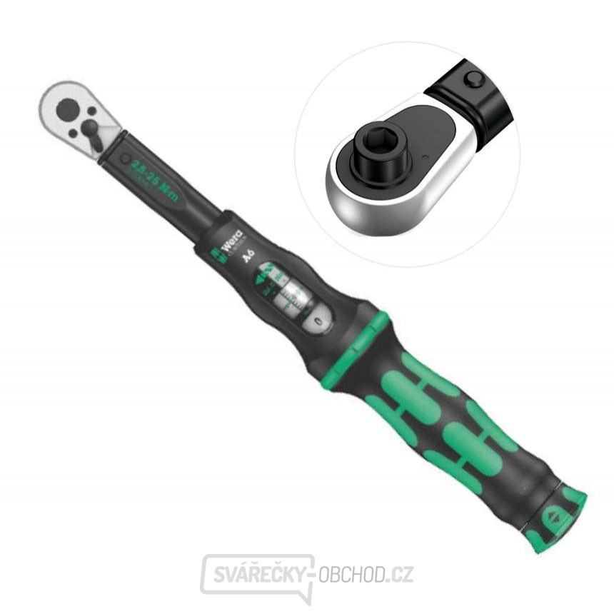 Wera 075605 Momentový klíč Wera Click-Torque A 6 s přepínací ráčnou 1/4" - šestihran (2,5 - 25 Nm)