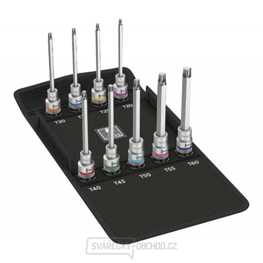 Wera 004212 Prodloužené zástrčné hlavice Zyklop 1/2" Torx 8767 C TORX HF 3 s přidržovací funkcí (Sada 9 dílů 140 mm)