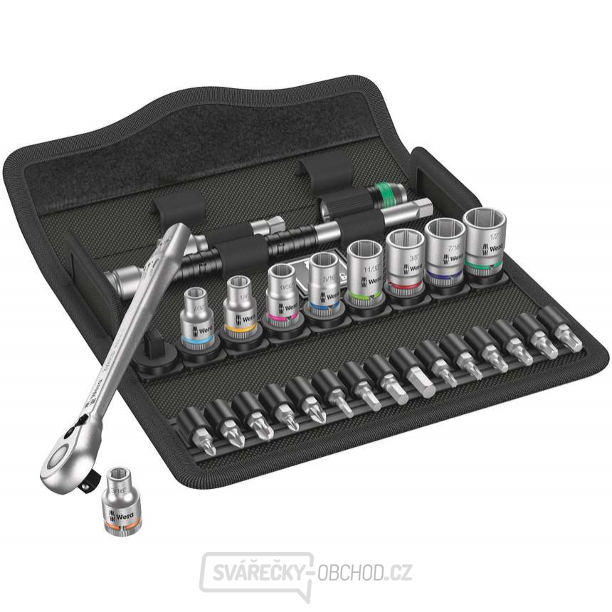 Wera 004021 Ráčnová sada 1/4" 8100 SA 11 Zyklop Metal, palcová (Sada 28 dílů)
