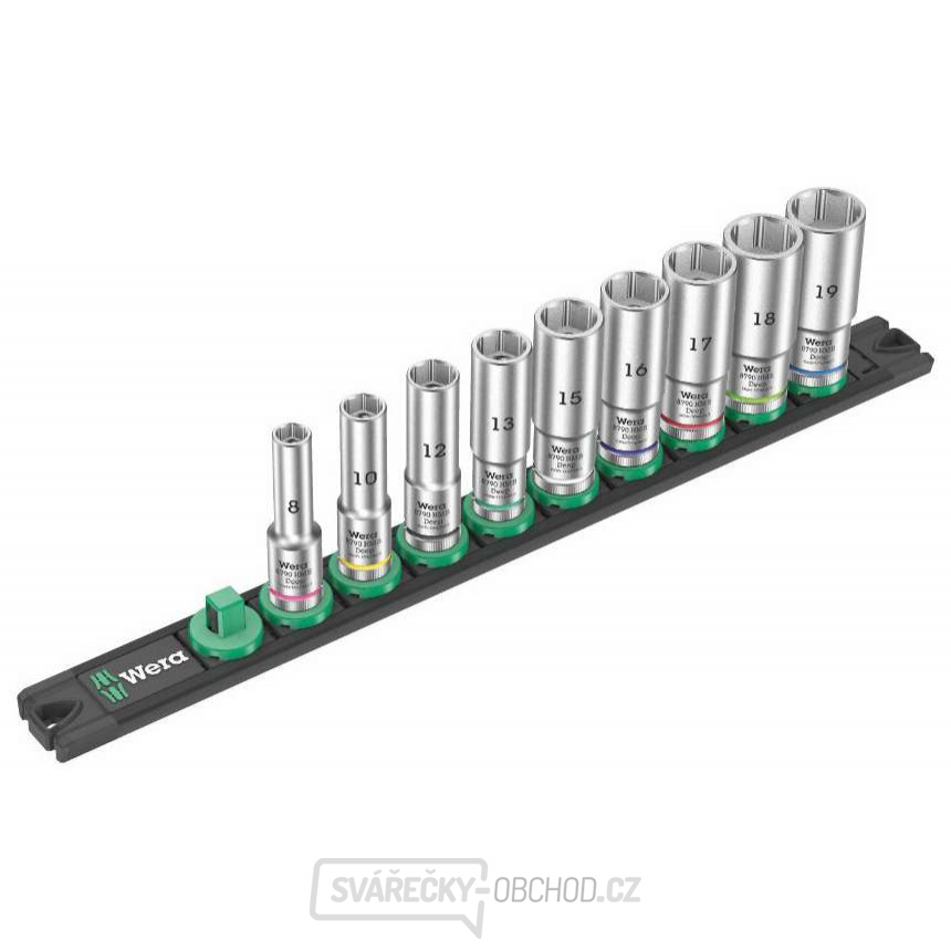 Wera 005440 Magnetická lišta B Deep 1 se sadou prodloužených nástrčných hlavic 8 ÷ 19 mm typ 8790 HMB Deep 3/8" (Sada 9 dílů)
