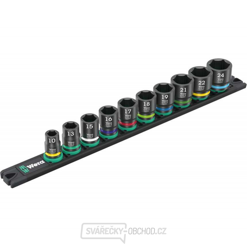 Wera 005451 Nástrčné hlavice 3/8" šestihran 10 ÷ 24 mm Impaktor 1, Typ 9607 na liště (Sada 10 dílů)