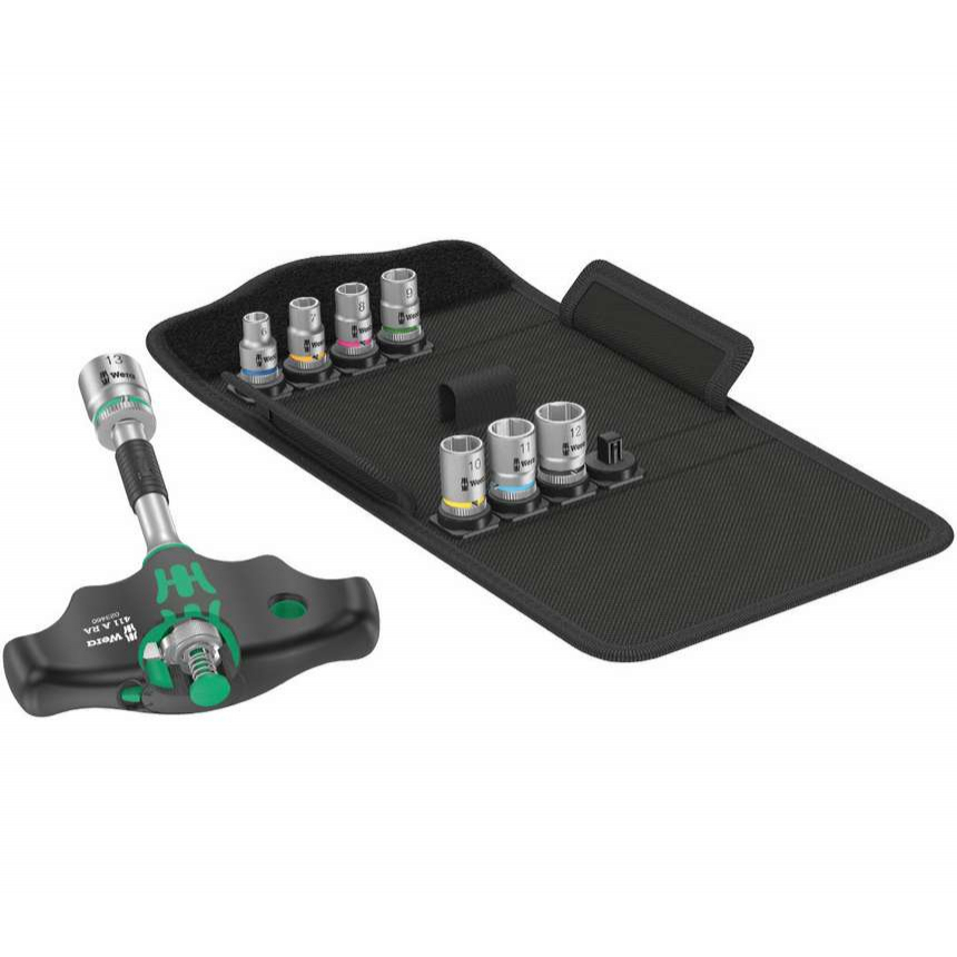 Wera 023470 Nástrčné hlavice 1/4&quot; 6 ÷ 13 mm s T-rukojetí Kraftform Kompakt 400 RA Set 2 (Sada 9 dílů)