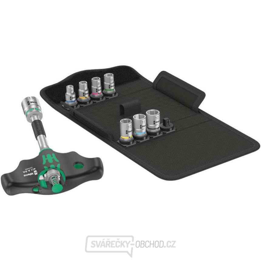 Wera 023470 Nástrčné hlavice 1/4" 6 ÷ 13 mm s T-rukojetí Kraftform Kompakt 400 RA Set 2 (Sada 9 dílů)