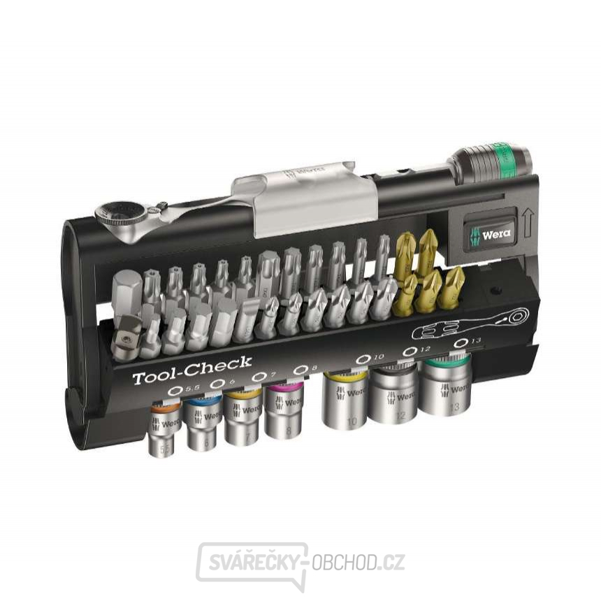 Wera 073220 Bity, hlavice a ráčna 1/4" Tool-Check 1 SB s držákem 889/4/1 K (Sada 38 dílů)
