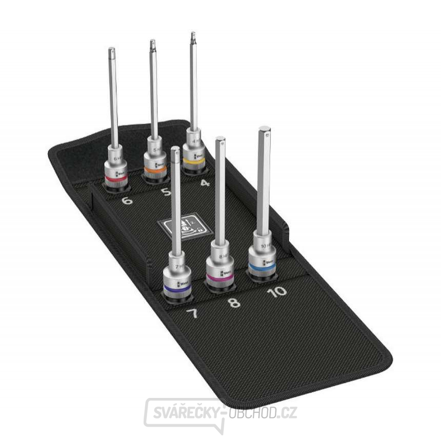 Wera 004210 Prodloužené zástrčné hlavice Zyklop 1/2" inbus 8740 C HF 2 s přidržovací funkcí (Sada 6 dílů 40 mm)