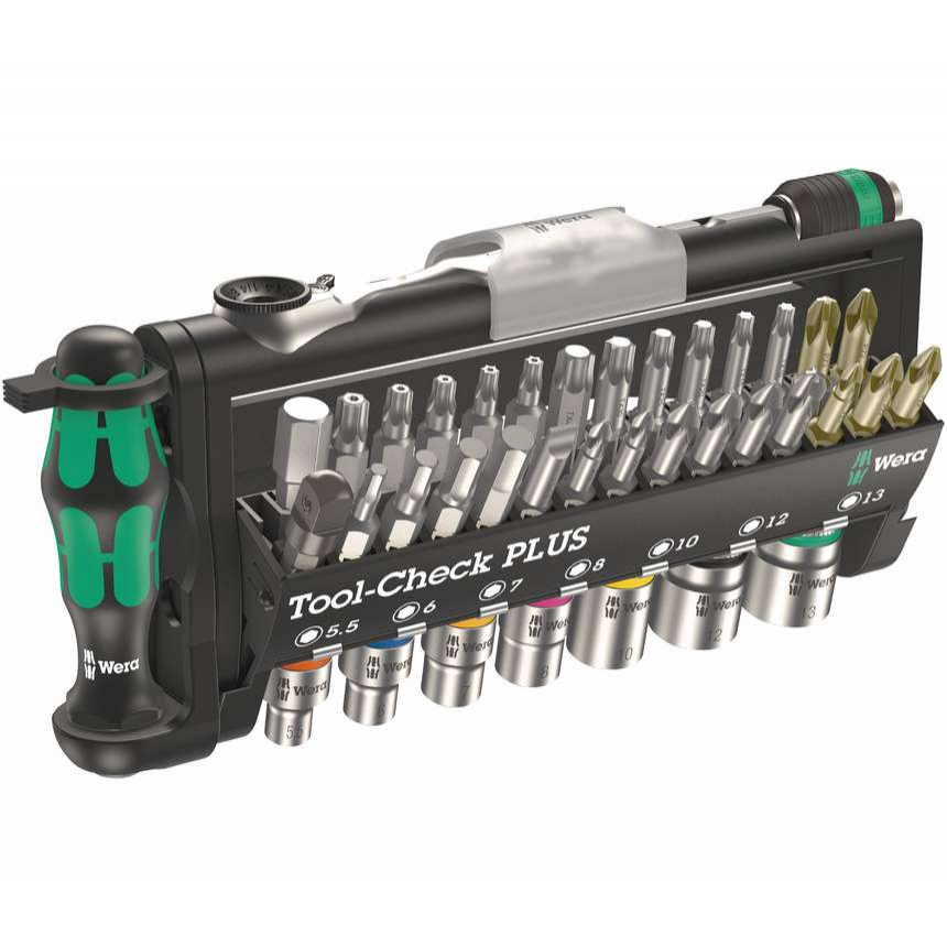 Wera 056490 Bity, hlavice a ráčna 1/4&quot; Zyklop Tool-Check PLUS s držákem 889/4/1 K (Sada 40 dílů)