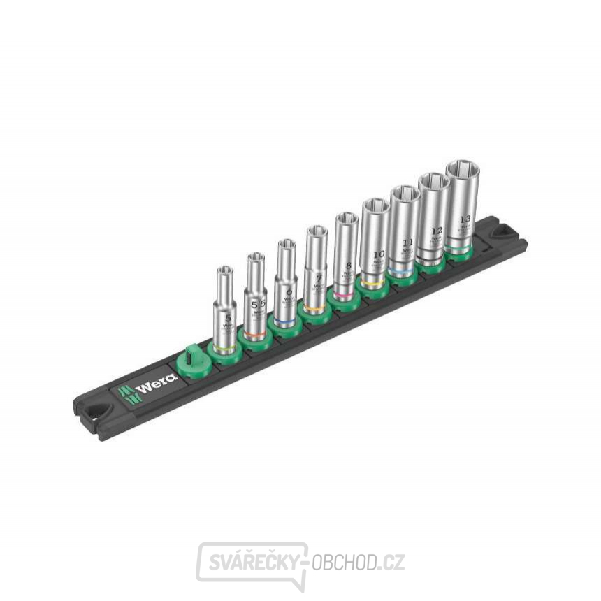 Wera 005410 Magnetická lišta A Deep 1 se sadou prodloužených nástrčných hlavic 5 ÷ 13 mm typ 8790 HMA Deep 1/4" (Sada 9 dílů) Wera 005410 Magnetická lišta A Deep 1 se sadou prodloužených nástrčných hlavic 5 ÷ 13 mm typ 8790 HMA Deep 1/4" (Sada 9 dílů) gallery main image