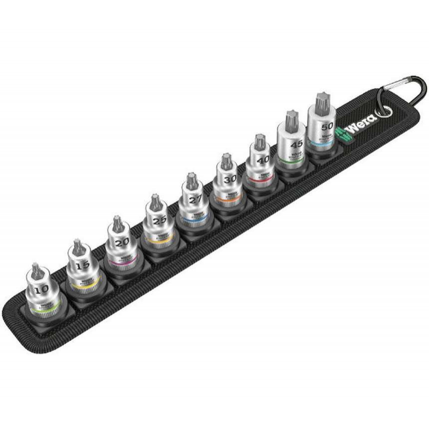 Levně Wera 003972 Zástrčné hlavice Torx Zyklop 3/8" Belt B 3 TORX HF s přidržovací funkcí (Sada 9 dílů) 05003972001