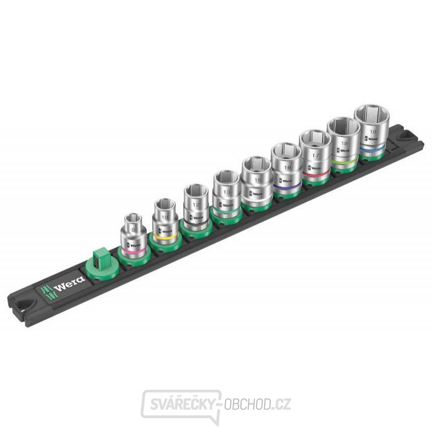 Wera 005430 Magnetická lišta B 4 se sadou nástrčných hlavic 8 ÷ 19 mm typ 8790 HMB Zyklop 3/8" (Sada 9 dílů)