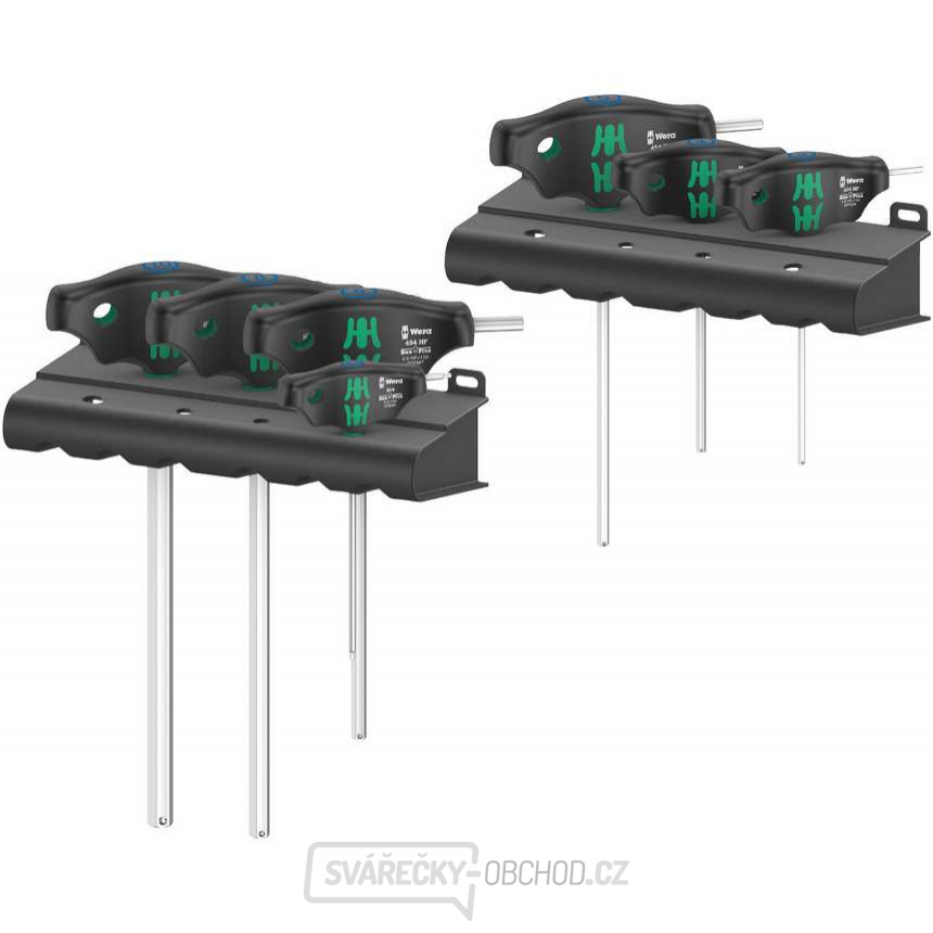 Wera 023450 Zástrčné klíče Hex-Plus s T-rukojetí 454/7 HF Set 1 (Sada 9 dílů s přidržovací funkcí)