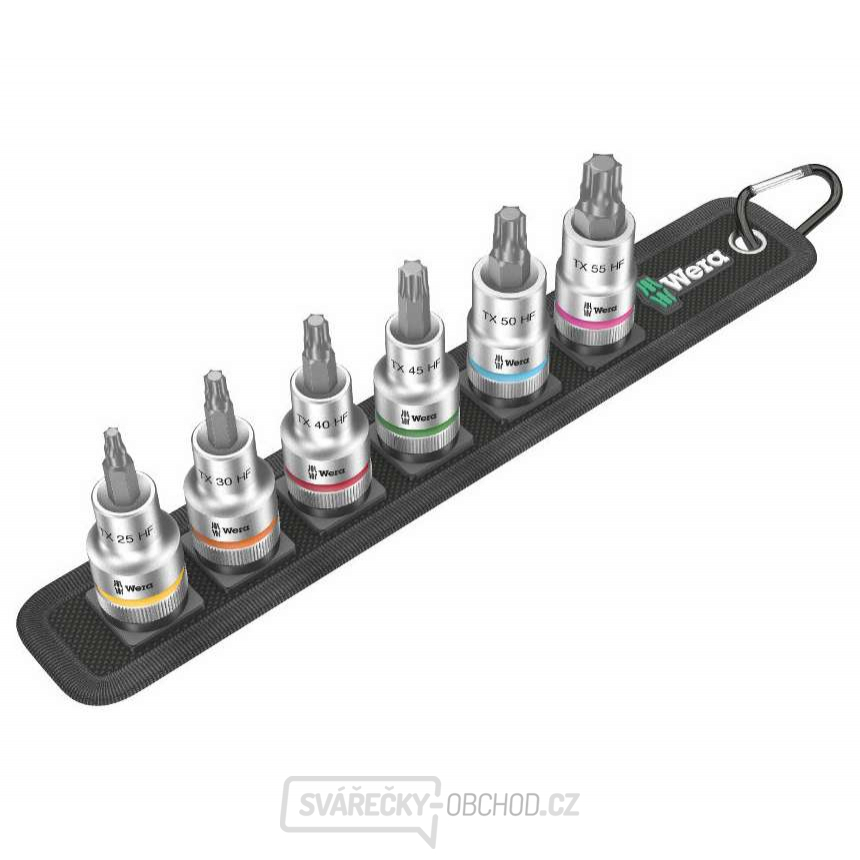 Wera 003997 Zástrčné bitové hlavice Zyklop 1/2" T25 ÷ T55 Belt C 3 TORX® HF s přidržovací funkcí (Sada 6 dílů)