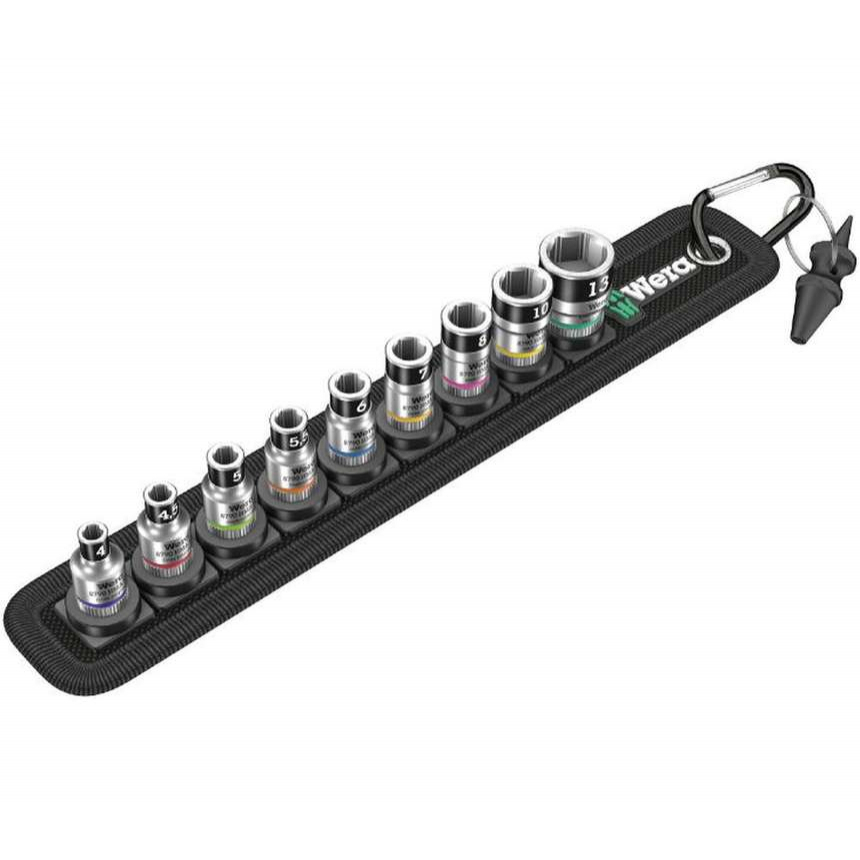 Wera 003880 Nástrčné hlavice Zyklop 4 ÷ 13 mm Belt A 1, přidržovací funkce, upínací část 1/4" (10 dílů) 05003880001