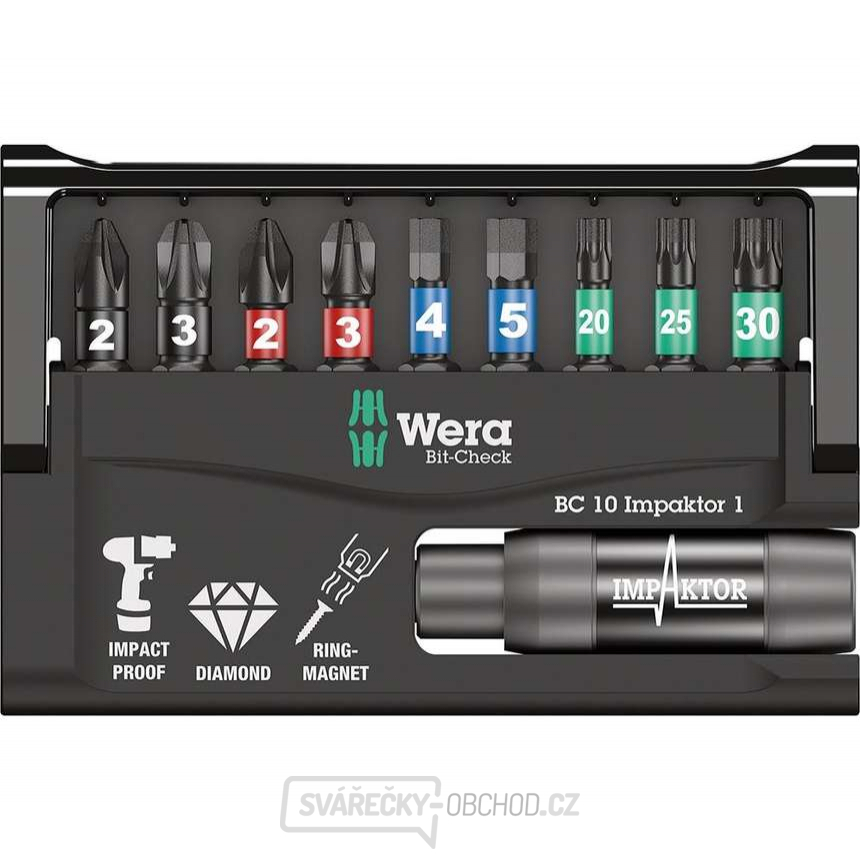 Wera 057680 Bity Bit-Check 10 Impaktor 1 s držákem 897/4 Impaktor R (Sada 10 dílů)