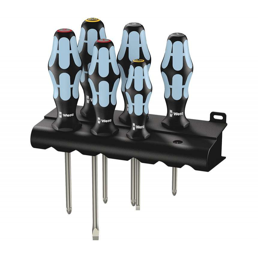 Wera 032063 Sada šroubováků Kraftform Plus 3334/3350/3355/6, nerezová ocel, profil Lasertip (6 dílů + stojánek) 05032063001