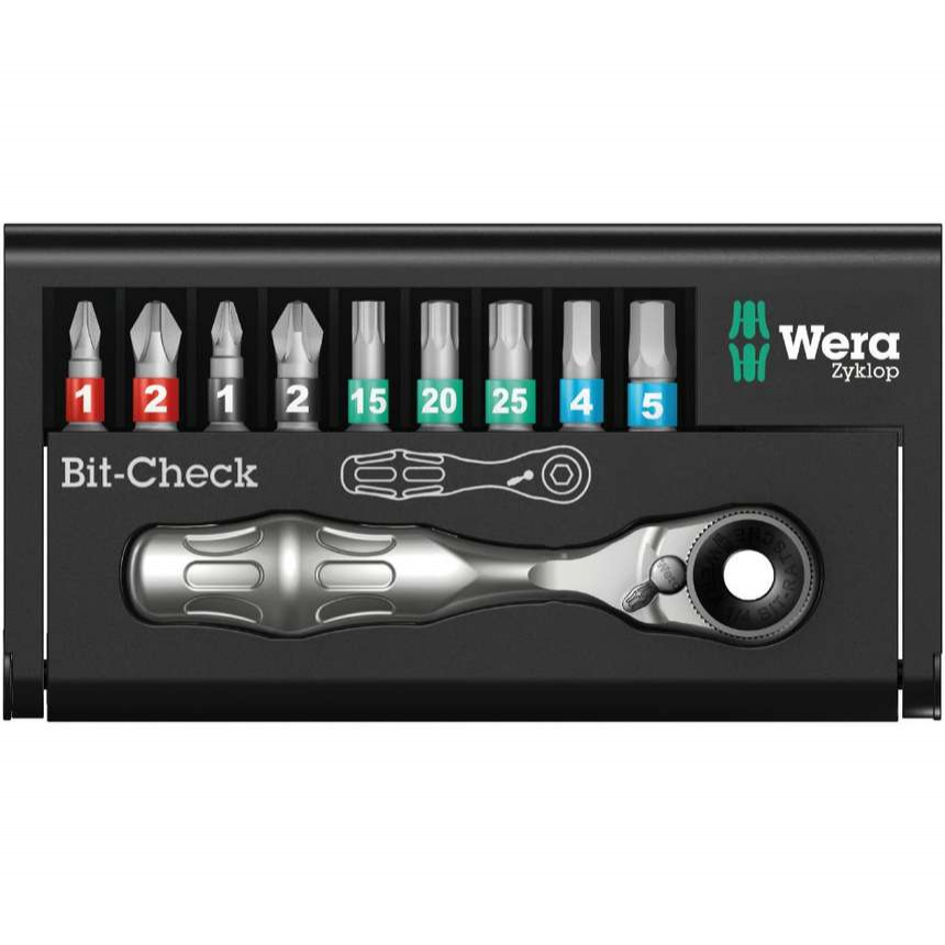 Wera 057418 Bity a ráčna 1/4" Bit-Check 10 Zyklop Mini BiTorsion 1 (Sada 10 dílů) 05057418001