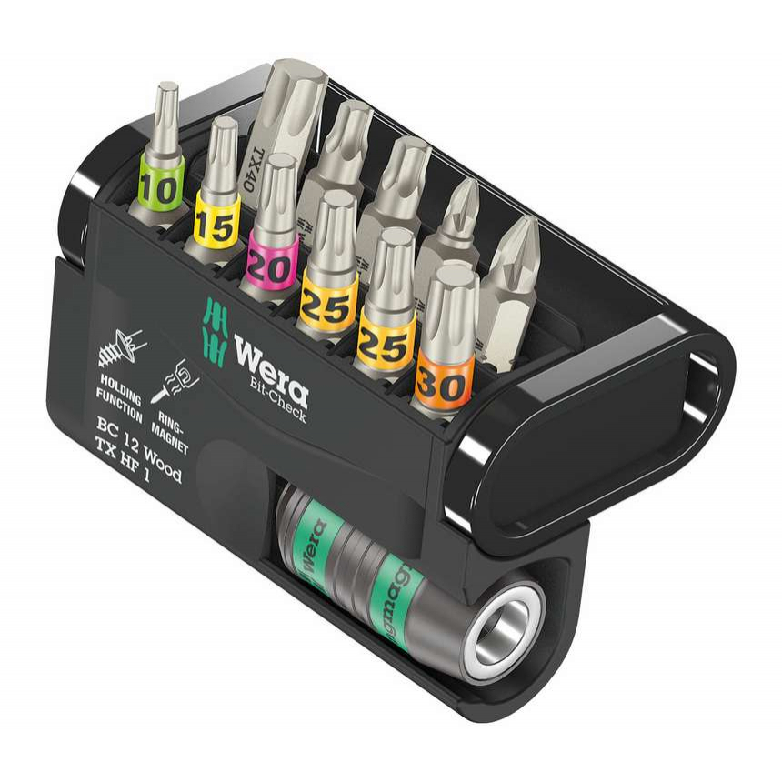 Wera 057435 Šroubovací bity 1/4" Bit-Check 12 Wood TX HF 1 (Sada 12 dílů) 05057435001