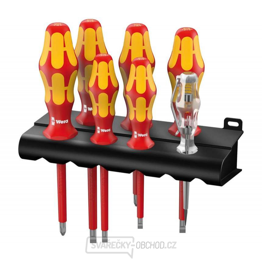 Wera 006147 Elektrikářské šroubováky Kraftform Plus VDE řada 100 typ 160 i/7 + zkoušečka napětí (Sada 7 dílů + stojánek) Wera 006147 Elektrikářské šroubováky Kraftform Plus VDE řada 100 typ 160 i/7 + zkoušečka napětí (Sada 7 dílů + stojánek) gallery main image