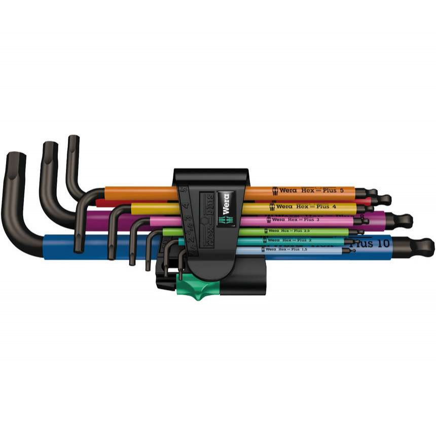 Wera 073593 Zástrčné klíče inbus 950/9 Hex-Plus Multicolour 1 SB, BlackLaser (Sada 9 dílů 1,5-10mm)