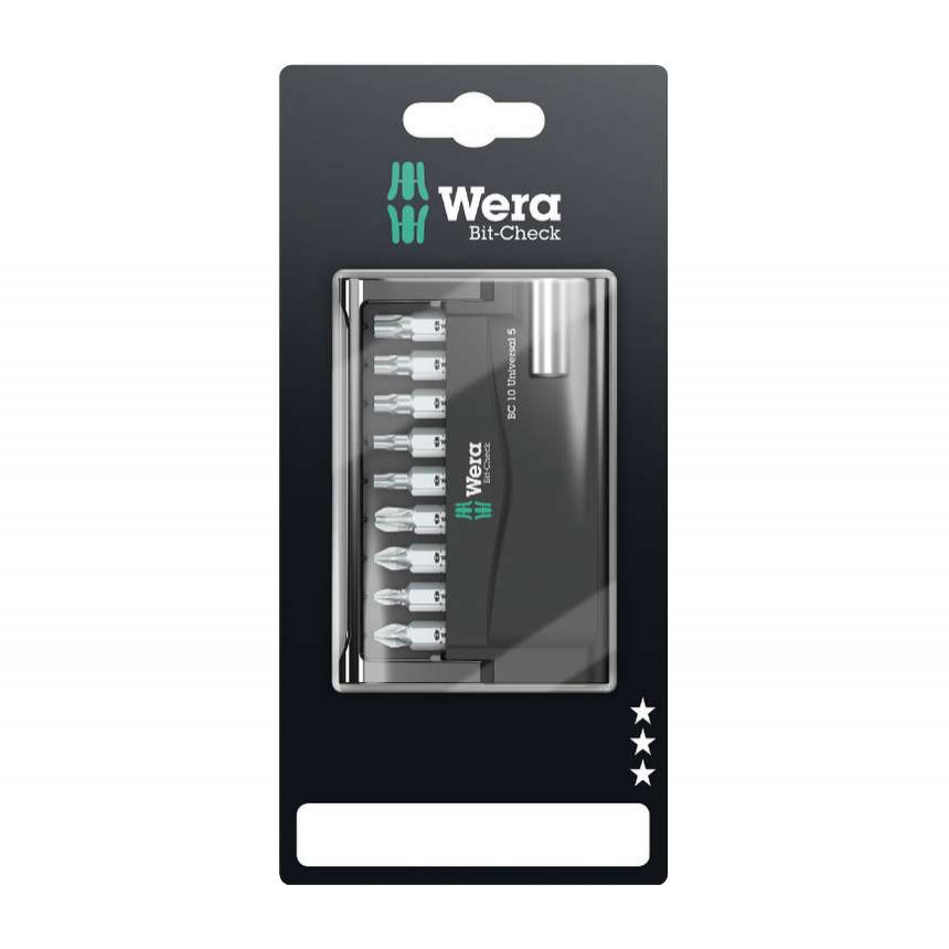 Wera 073416 Bity Bit-Check 10 Universal 5 SB s držákem 899/4/1 (Sada 10 dílů) 05073416001