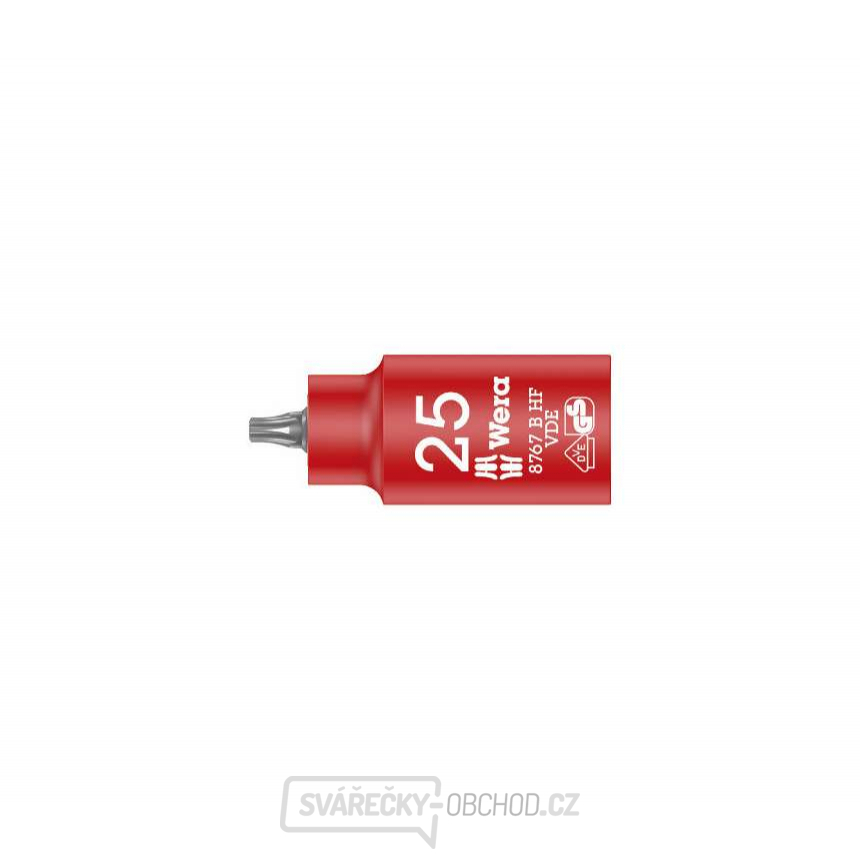 Wera 004921 Zástrčná bitová hlavice 3/8" Torx TX 25 typ 8767 VDE HF Zyklop s přidržovací funkcí Wera 004921 Zástrčná bitová hlavice 3/8" Torx TX 25 typ 8767 VDE HF Zyklop s přidržovací funkcí gallery main image