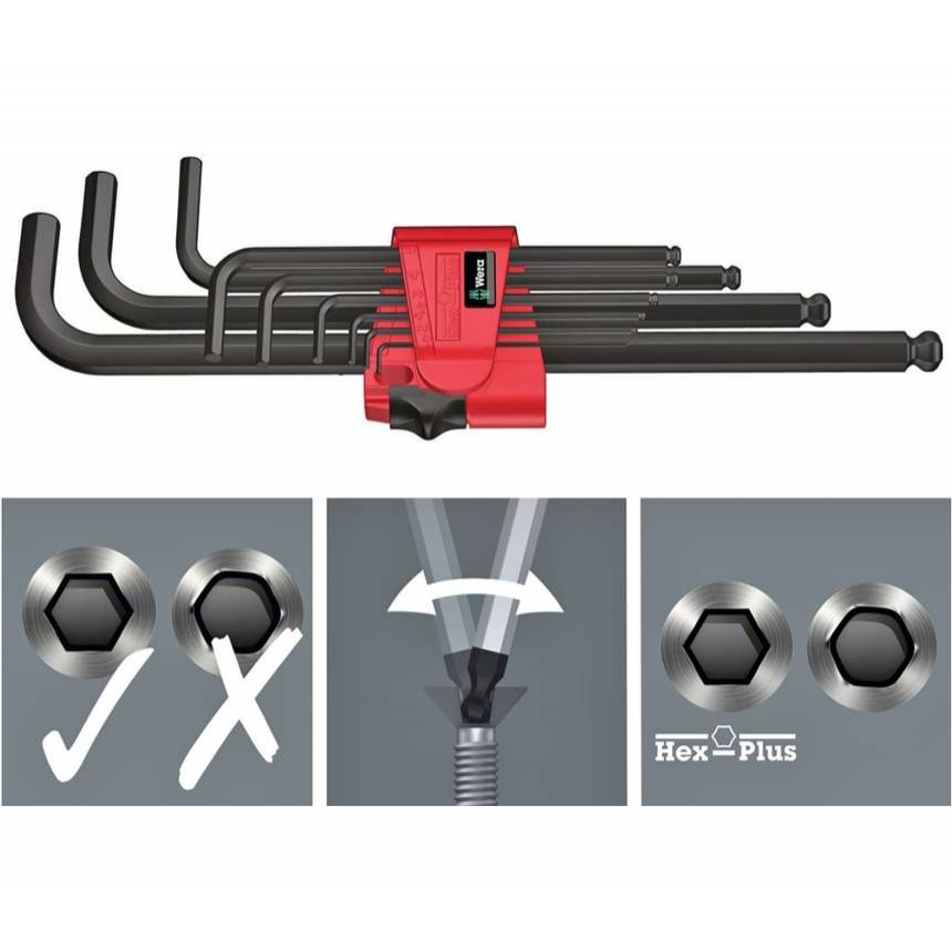 Wera 022086 Zástrčné klíče inbus 950/9 Hex-Plus 6 Sada zástrčných klíčů, BlackLaser (Sada 9 dílů) 05022086001