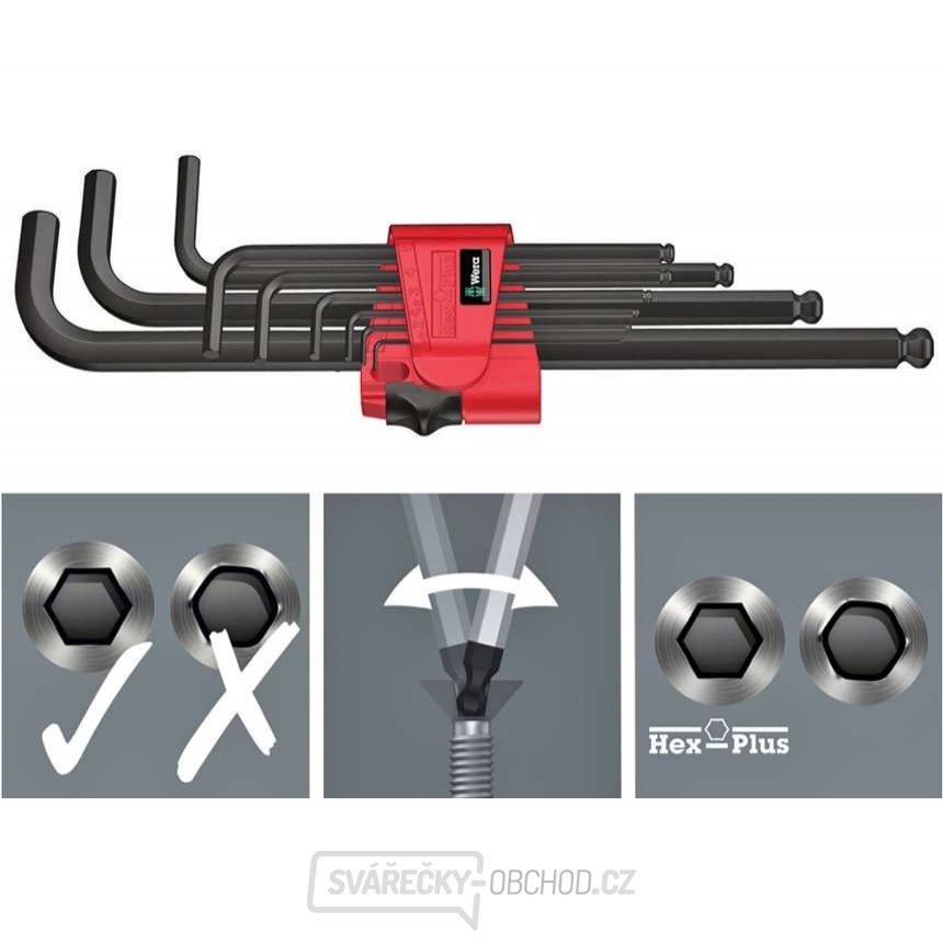 Wera 022086 Zástrčné klíče inbus 950/9 Hex-Plus 6 Sada zástrčných klíčů, BlackLaser (Sada 9 dílů)