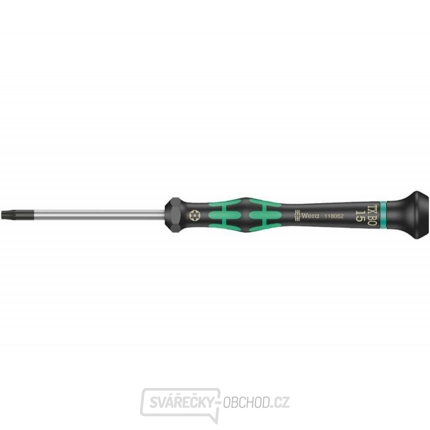 Wera 118052 Šroubovák TORX TX 15 BOx60 mm k použití v elektronice Kraftform Micro typ 2067, s pojistným kolíkem