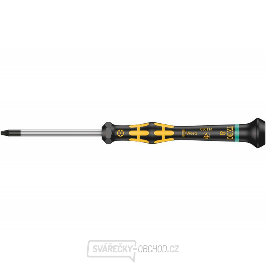 Wera 030114 Šroubovák ESD Kraftform Micro TORX® TX 8 BO x 60 mm s otvorem, typ 1567