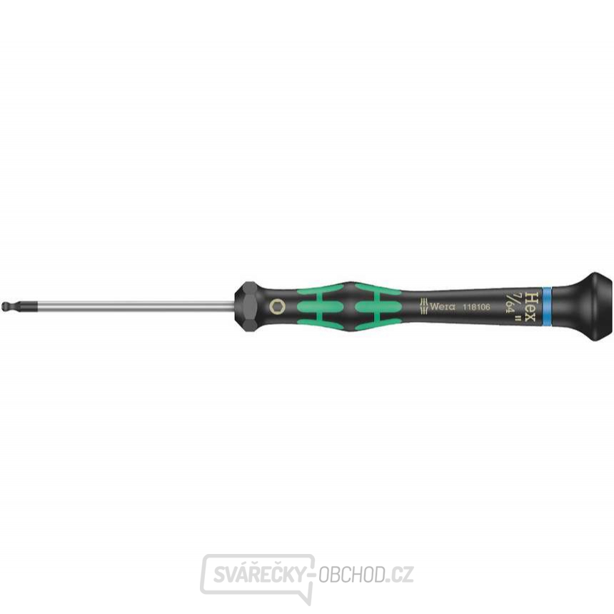 Wera 118082 Šroubovák šestihranný 7/64"x60 mm k použití v elektronice Kraftform Micro typ 2054, palcový
