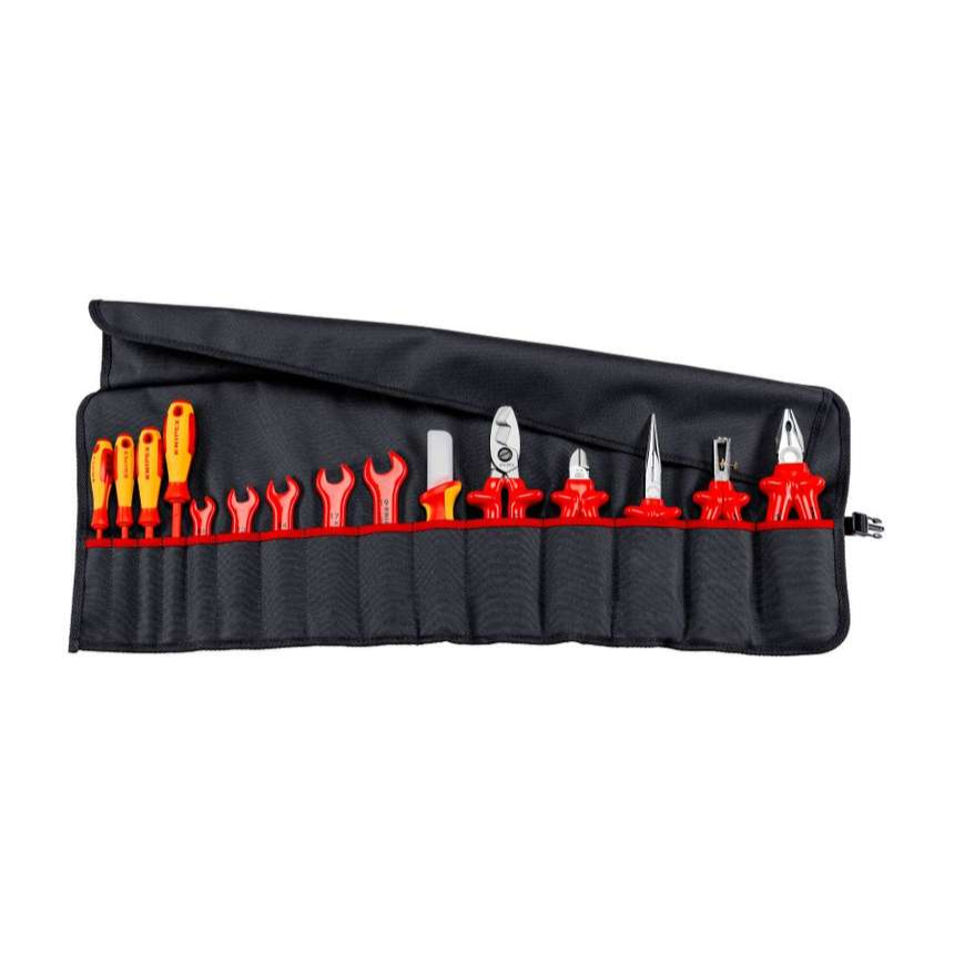 Izolované VDE nástroje pro elektrikáře Knipex 98 99 13 v rolovací tašce (Sada 15 ks) 98 99 13