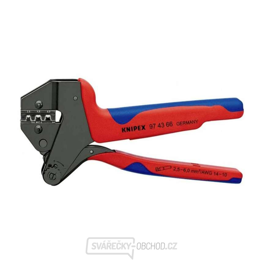 Krimpovací systémové kleště 200 mm Knipex 97 43 66 pro konektory MC4 Multi-Connect