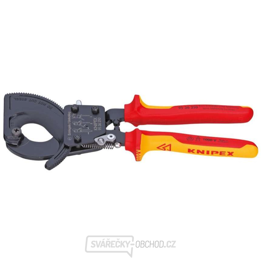 Kleště na kabely 250 mm KNIPEX 95 36 250 - 1000V. Chromováno, vícesložkové návleky VDE