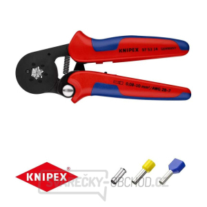 Samonastavitelné kleště 180 mm KNIPEX 97 53 14 - pro lisování kabelových koncovek. Chromováno, plastové návleky Samonastavitelné kleště 180 mm KNIPEX 97 53 14 - pro lisování kabelových koncovek. Chromováno, plastové návleky gallery main image