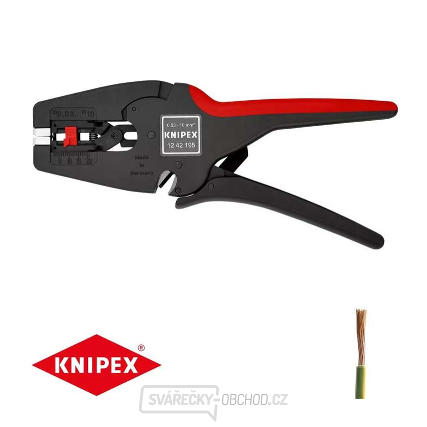 Univerzální odizolovací kleště 'MULTISTRIP 10' 195 mm. KNIPEX 12 42 195 - leštěná hlava, vícesložkové návleky