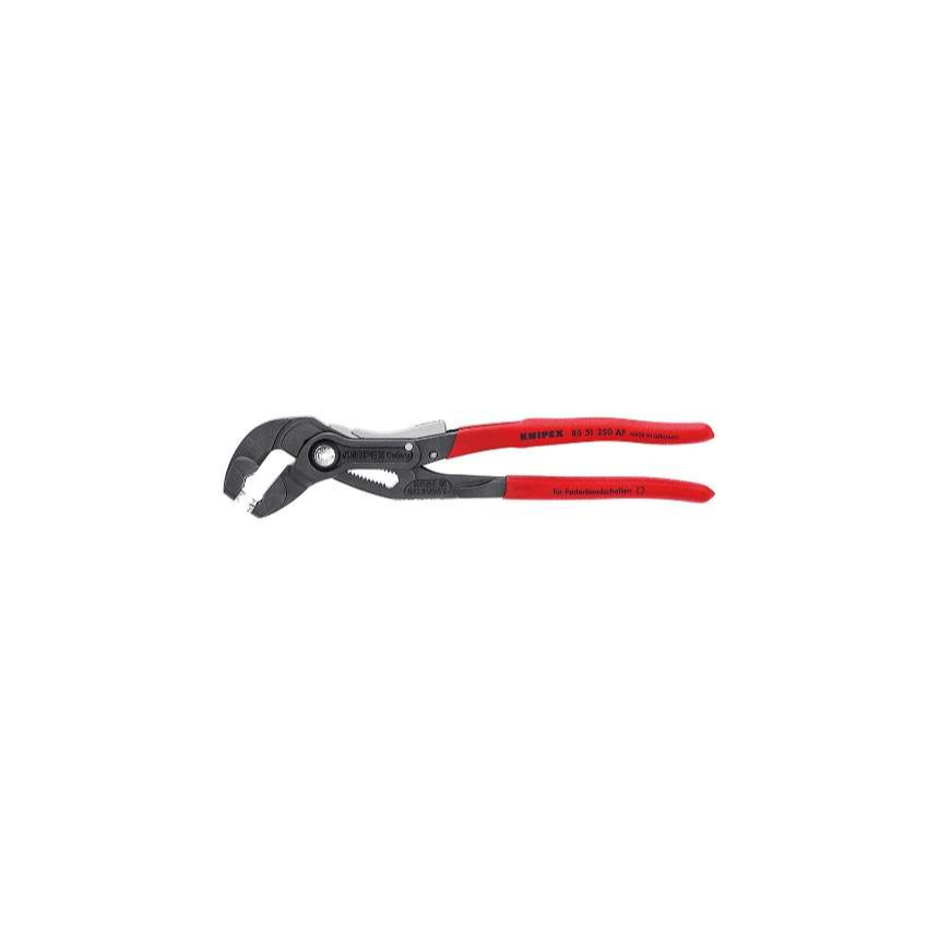 Kleště na hadicové spony KNIPEX 85 51 250 AF, 250 mm - uzamykatelné, protiskluzová rukojeť, šedě fosfátované atramentolem 85 51 250 AF