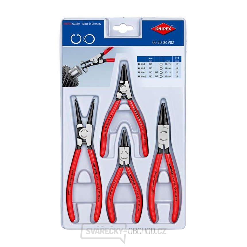 Kleště na pojistné kroužky Knipex 00 20 03 V02 (Sada 4 díly)